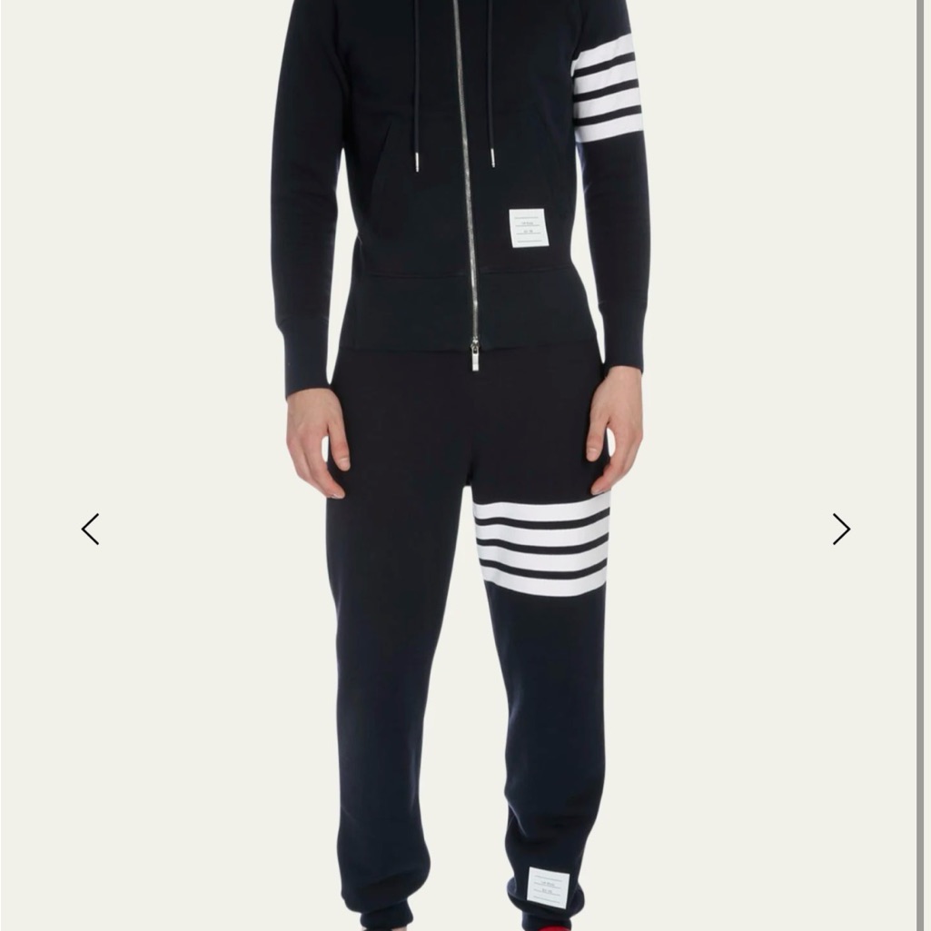 Thom Browne Navy Joggers With White Quad Stripe